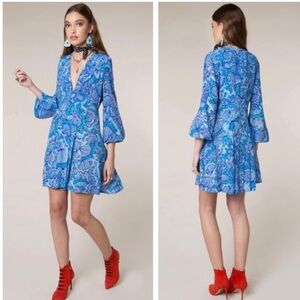 RIXO Harper Psychedelic Shell Print Silk Dress